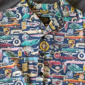 Vintage Car Print Casual Button Down Shirt